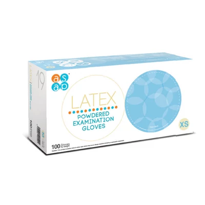 ASAP vizsgálókesztyű, latex púderezett, natúr, XS méretben