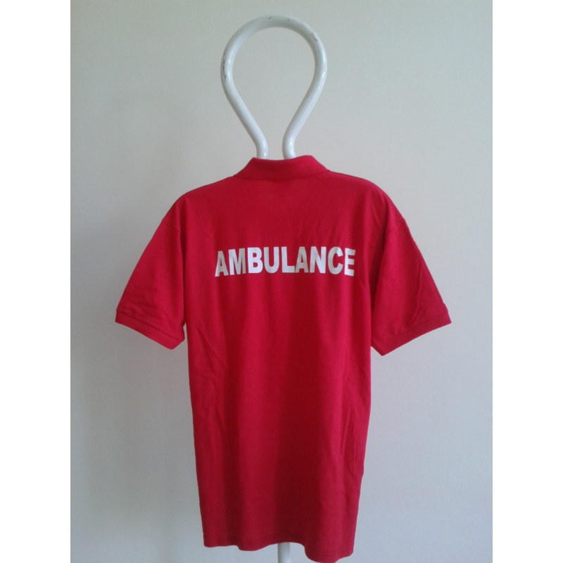 Piros, galléros mentős póló, felirattal XL