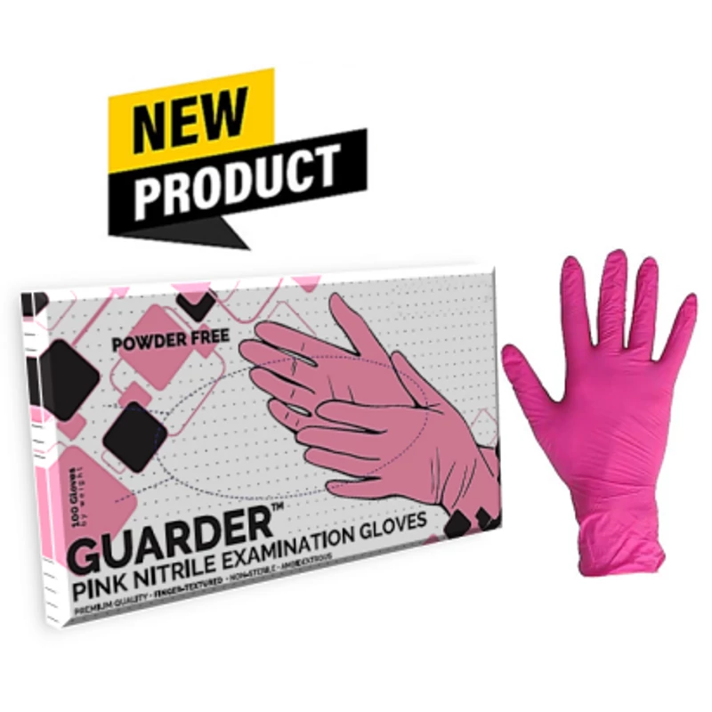 GUARDER nitril pink púdermentes 3,4gr vizsgálókesztyű (2.5MIL),100 db, S-es