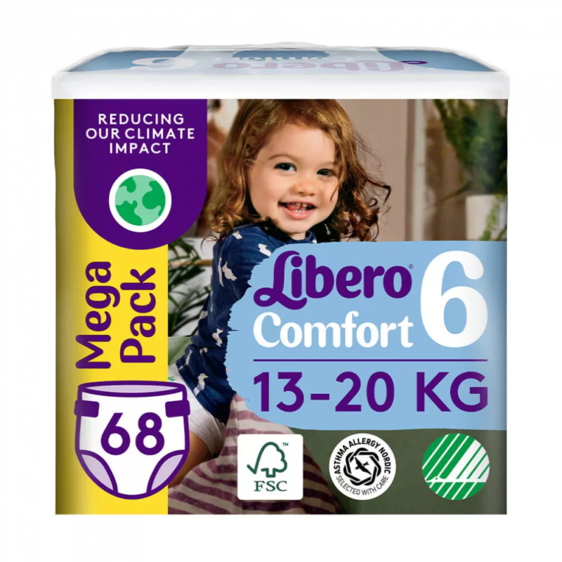 Libero Comfort pelenka, mega pack, 6, 13-20 kg, 68 db