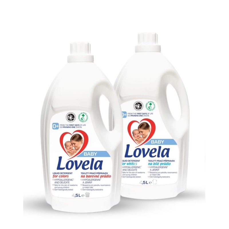 Lovela baby folyékony mosószer fehér és színes ruhákhoz 2x4,5 liter