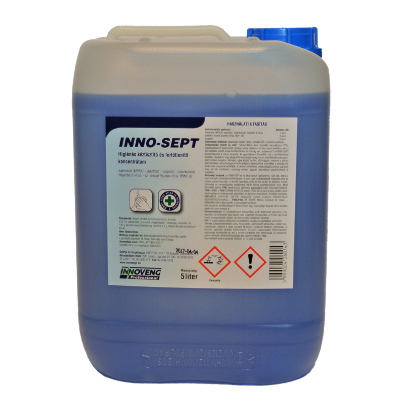 INNO-SEPT Higiénés fertőtlenítő kéztisztító és betegfürdető koncentrátum 5 liter