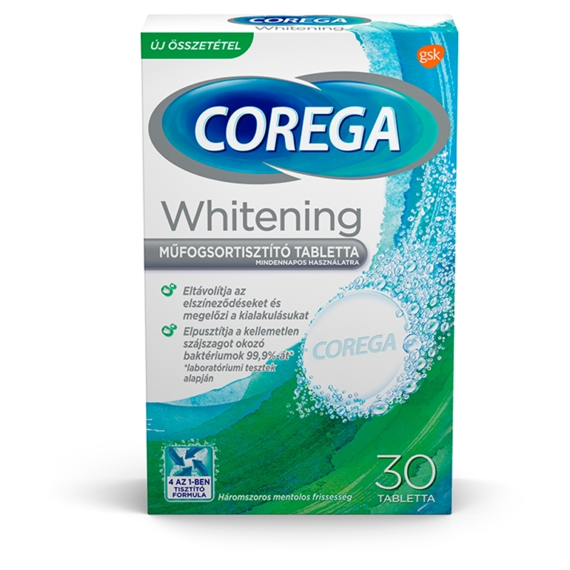 Corega Whitening műfogsortisztító tabletta 30 db