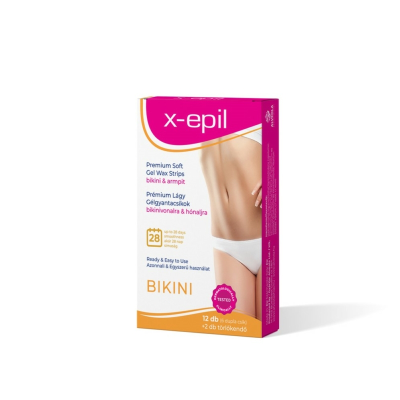 X-Epil Használatra kész prémium gélgyantacsíkok bikini-hónalj - 12db