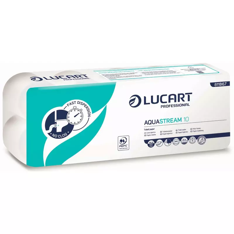 Lucart Aquastream 10 wc papír 2 rétegű 22M 200 lap
